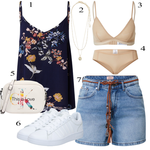 Comment poter Blanc Bijou Pilgrim avec Bleu foncé/Bleu/Marron Robe Grande Taille/Tunique/Top Long/Haut de Fête/Top Chemisier/Chaussures pour hommes/Top Spaghettis/Chemise sans Manches About You