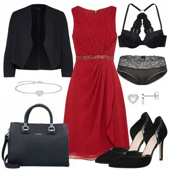 Elegant Outfit mit Dunkelrot/Rot/Rosa Kleid Große Größe Mascara "RedCarpetLike"Look: Old Money, Empire, Romantisch, Festlich, Elegant, Overdressed, Mom