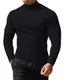 LAOARA Herren Rollkragenshirt Langarmshirt T Shirt Stehkragen Longsleeve Thermo Baumwolle Langarm Slim Fit Pullover Schwarz M
