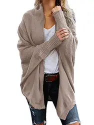 Onsoyours Damen Herbst Winter Cardigan Top Women Lange ÄRmel Solid Color Casual Mantel Pullover Coat Strickjacke Tops Leichtes Khaki 38