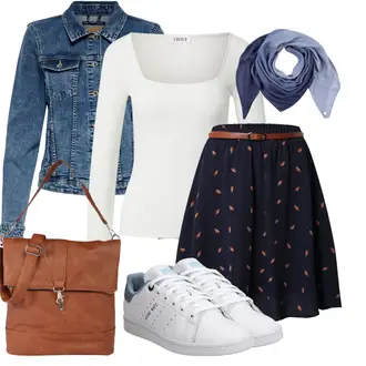 Outfit mit Dunkelblau/Rot/Lila Short Große Größe/Bluse und Tunika/90er Rock/A Linien Rock/Christlicher Rock/College Rock/Moderne Rock/Bedruckter Rock/Rock Zum Binden/Unisex Rock/Winterröcke About You "Cooler Look für den Frühling"