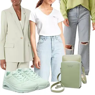 Culotte Outfit mit Grün/Grau/Khaki/Hellgrau Boyfriend Jean/Formelles Hemd/Vintage Jeans/Cropped Jeans/Sweatjeans/Girlfriend Jeans/Jeans-Culotte/Loose fit Jeans/Jeans mit Schlitz/Lederjacken/Baggy Jeans/Dad Jeans/Jeans mit Loch NA-KD "Alltagsoutfit"
