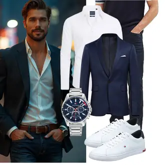Schick Outfit mit Schwarz Allthemen "Business Outfit"Look: Boyfriend, Schick, Büro, Rad, Business, Indoor, Glanz