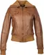 Leren bomber dames jas cognac  bomberdina - S