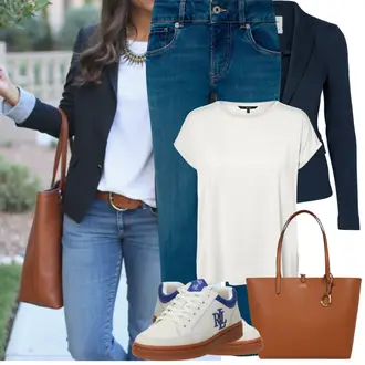 Long tenues avec Bleu clair/Bleu/Bleu foncé Blazer en Coton/Blazer Chemisier/Blazer Boyfriend/Sweat Blazer/Veste de Blazer/Blazer Casual/Veste en Cuir/Blazer Élégant/Blazer Court/Veste en Cuir pour Homme/Blazer en Tricot VERO MODA "Tenue de printemps"