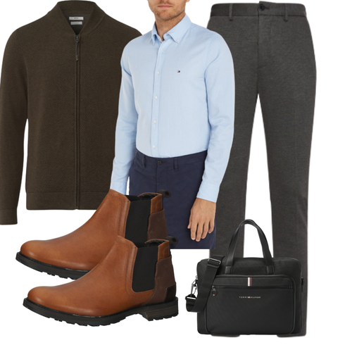 Braun/Beige Gummistiefelette/Lederjacke/Chelsea Boot Bullboxer kombinieren