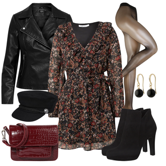 Midi Outfit mit Schwarz/Rosa/Rot/Braun/Orange Kleid Große Größe/Mantel/Tunika About You "Stylisches Outfit für den Frühling"