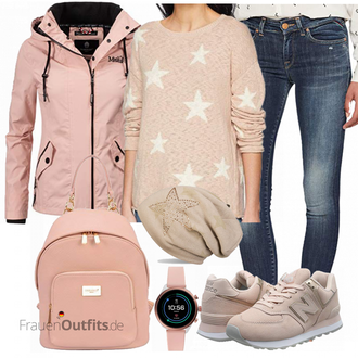Warme Outfit mit Beige/Weiß/Khaki Hut Winter Mütze/Mütze/Kopftuch styleBREAKER "ESPRIT Jumper"