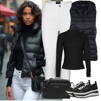 Koncer Outfit sa Siva/Bijela/Krem Skinny Hlače/Jeggings/Tajice s Prorezom/Termo Hlača/Tajice visokog Struka/Treggings VERO MODA "Proljetni outfit"Look: Brvnare, 18. rođendan, Koncer, Škola