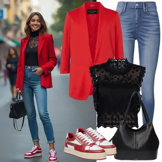 Outfit sa Crna/Narandžasta/Smeđa Bluza bez rukava/Svjetlucava Bluza/Prozirna bluza/Crash bluza/Čipkasta Bluza/Dječja igračka/Bluza s Podignutim Ovratnikom Pinko "Lagani outfit"