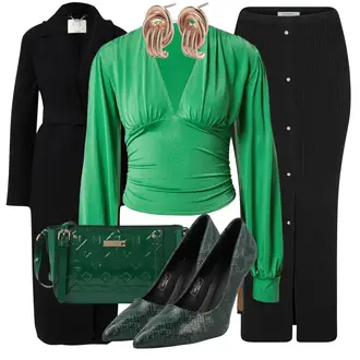 Elegante Outfits Schmal mit Grün/Neonfarben/Türkis Spitzenshirt/Hemdbluse/Wickelshirt nly by nelly "Eleganter Look"