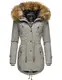 Marikoo Damen Wintermantel Winterparka mit abnehmbarem Kunstfell La Viva Prc Grau Gr. S