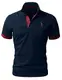 LIUPMWE Poloshirt Herren Kurzarm Baumwolle Einfarbig Basic Golf T-Shirt Giraffe Stickerei Polohemd Sommer,Blau+Rot,M
