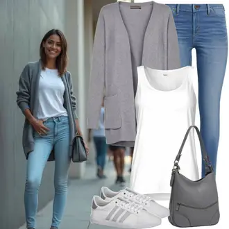Logo print Outfit sa Siva/Tamnosiva Torba za rame/Torba za nošenje/Torba Za Preko Ramena/Shopper torba/Ured Za Torbu/Torba za pisma/Velika torba Guess "Proljetna odjeća"