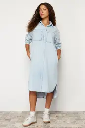Blue Denim Maxi Shirt Dress