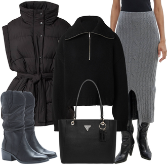 Black Outfits mit Guess "Zimski videz"