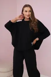 Set of cotton sweatshirt and trousers in black