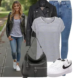 Outfit mit Blau/Weiß Sneaker Skateschuh/Vintage Sneaker/Sneaker Low Nike "Einzigartiges Freizeit Outfit"