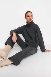 Anthracite Soft Texture Knitwear Bottom-Top Set