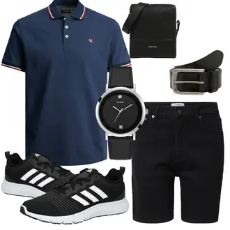 Sommer Outfits Preppy mit Blau/Dunkelblau/Rot T-Shirt & Top Jack & Jones "Schöner Sommer Look"Look: Uni, Maritim, Preppy