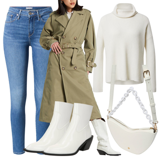 Sjaj Outfit sa Bijela/Krem Podstavljena Gležnjača/Kožna gležnjača/Čizma na Špic/Kaubojska čizma/ljetna gležnjača/Kožna Jakna/Western Gležnjača/Vintage Gležnjača Raid "Jesenski outfiti"