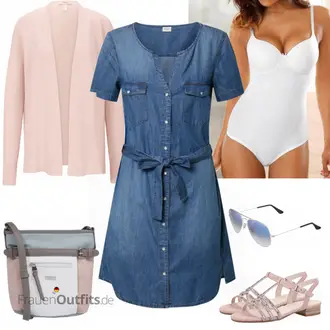 Button Down Outfit mit Blau/Hellblau/Pastell Kleid Große Größe/Bluse Große Größe/Tunika JdY "Schickes Alltagsoutfit"