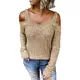 Vertvie Damen Sweater Schulterfrei Pullover Oberteil Tops Tunika Sweatshirt Langarm Strickpullover Freizeit Casual Pulli