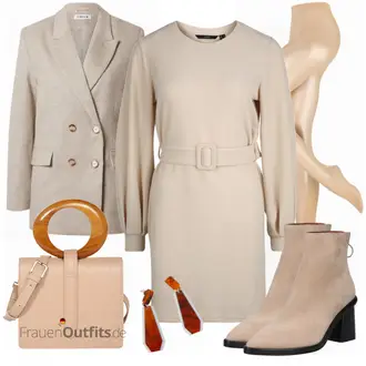 Outfit mit Grau Kleid Vero Moda Petite "Elegantes Herbst Outfit"