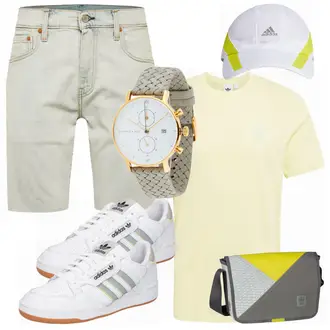 Outfit mit Grau/Weiß Hut Adidas Performance "Leichtes Outfit"