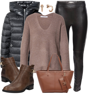 80er Outfit mit Braun/Dunkelbraun/Beige Rahmengenähter Schuh/Vintage Stiefel/Vintage Stiefelette/Reitstiefel/Gefütterte Stiefelette/Leder Stiefelette/Cowboystiefel/Klassischer Stiefel/Chelsea Boot/Lederjacke About You "Street Style Outfit"Look: Uni, 80er, Country Styl, Cowgirl, Duckfeet, Schön, Western