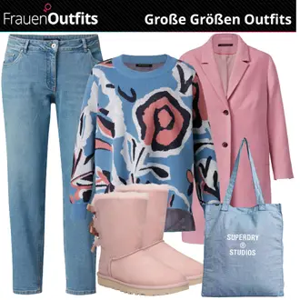 Outfit mit Beige Stiefel UGG "Plus Size Outfit Für Den Winter"