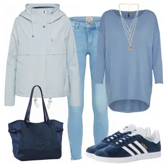 Gazelle Outfit mit Grau Sneaker Adidas Originals "Danira"