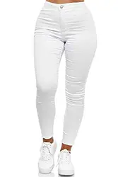 Elara Damen Jeans High Waist Slim Fit Chunkyrayan JS710-1 White 36 (S)