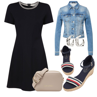 Oblečení se sukní 80tá léta s Šedá/Stříbrný Kruhová/Sponka do ucha Pilgrim "Outfit na léto"Look: Styl, Lesk, Jazz, Metal, S průsvitem, Unisex, Retro, 80tá léta
