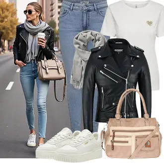 Classic Outfit mit Dunkelgrün/Schwarz KunstLederjacke/Lederjacke/Motorradjacke/Bikerjacke Bohmberg "Modisches Freizeit Outfit"Look: Classic, Edel, Premium, Stil, Punk, Techno, Moderne, Französische, Metal, Uni, Rockige