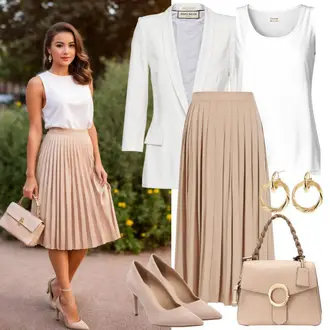 Sommer Outfits Beerdigung mit Beige Portemonnaie Bugatti "Modisches Frühlings Outfit"Look: Date, Bar, Schule, Jubiläum, Pop Konzert, Beerdigung, Konfirmation, Bank, Silvester