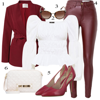 Outfit sa Bijela Bluza s Mašnom/Bluza s Puf Rukavom/Dječja igračka Faina "Biznis outfiti"