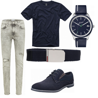 Outfit mit Weiß Uhr Lacoste "BlueGray"
