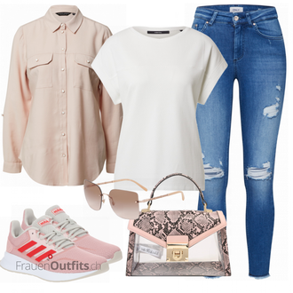 Outfit mit Grau T Shirt someday "Perfekt für die Freizeit"