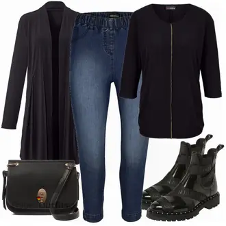 Vegan Outfit mit Schwarz Chelsea Boot/Vintage Stiefelette/Sommerstiefelette/Flache Stiefelette/Lederjacke/Leder Stiefelette/Biker Boot LEMON JELLY "Shirt MIAMODA"