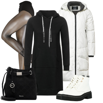 Outfit mit Schwarz Schuh Stiefel river island "Modisches Winter Outfit"