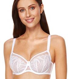 Angel embroidered soft bra white