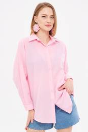 Women's Dust Pink Oversize Long Basic Shirt