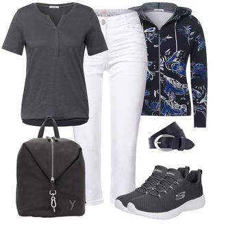 Outfit mit Grau/Hellgrau/Dunkelgrau Bequemer Schuh/gesundheitsschuh/Sneaker Low/Schuh Ohne Schnürsenkel/Turnschuh ohne Schnürsenkel/Sneaker Mit Lochmuster/Sommer Sneaker/Walkingschuh/Winter Sneaker Skechers "Sommer Look"