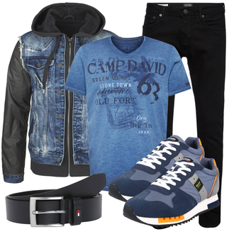 Outfit mit Schwarz Jeansjacke Cipo & Baxx "Street Style Outfit"