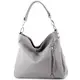 modamoda de - T183 - ital. Damen Schultertasche aus Leder, Farbe:Telegrau