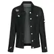 YYNUDA Jeansjacke Damen Kurz Übergangsjacke Destroyed Leicht Wash Denim Jacke Oversize Schwarz 3XL