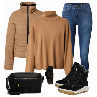 Outfit met zwart Laars Rieker "Outfit voor de winter"