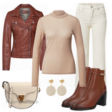 Outfits mit beigen Wide Leg Jeans image