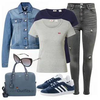 Gazelle Outfit mit Grau Sneaker Adidas Originals "Toller Look für die Freizeit"